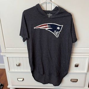 Women's NE Patriots Tom Brady Majestic Threads Navy Name & Number Hoodie T-Shirt